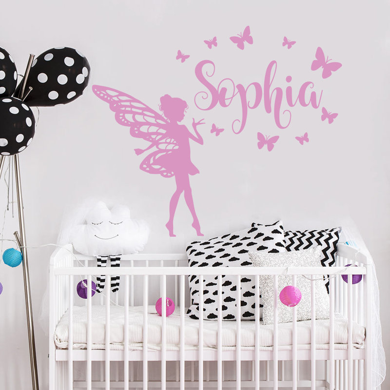 Décalcomanie murale chambre de bébé papillon, Lilas