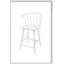 Tabouret à hauteur de comptoir contemporain blanc 2pc avec dossier à broche, pour la cuisine et la salle à manger-940622810