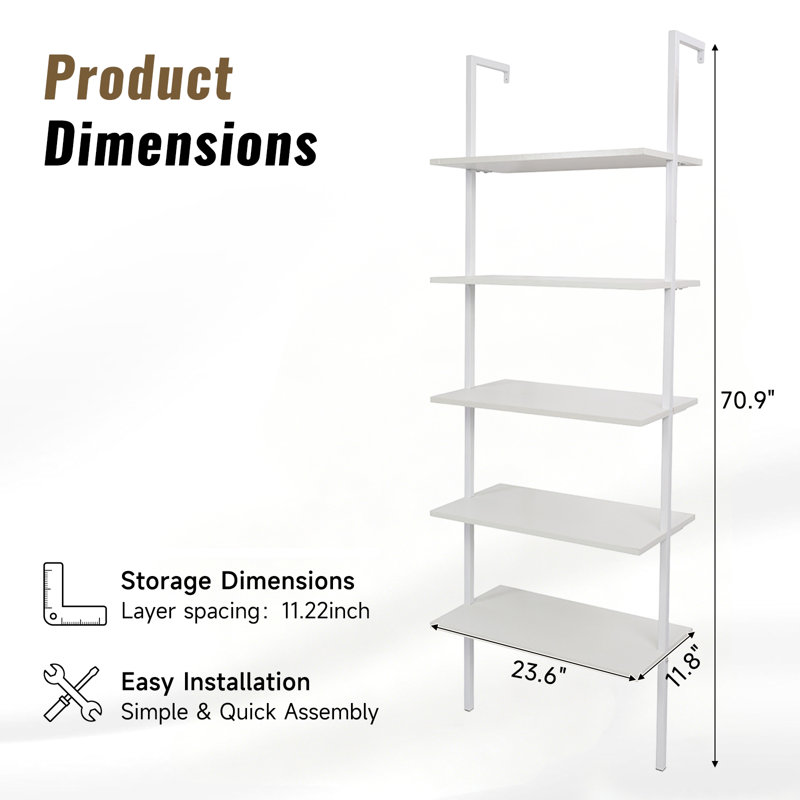 Flythe Ladder Bookcase, White