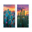Cactus Garden At Sunset In Mexico I - Collection d'art floral sur toile 2 panneaux-959500572-959500576