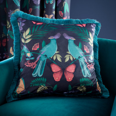 Mya Tropical Floral Fringe Cushion