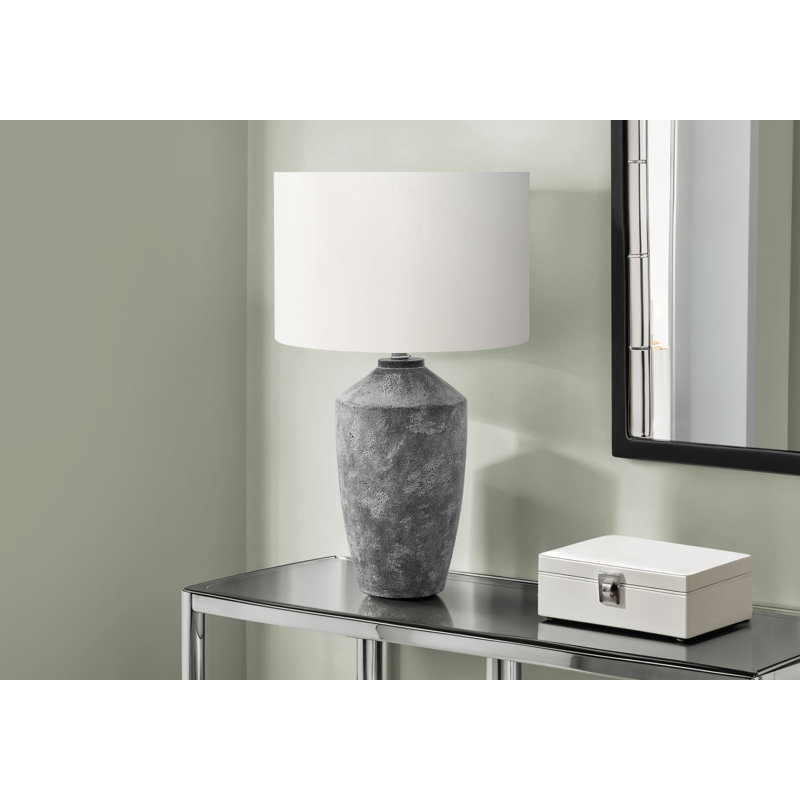 Lighting, 25"h, Table Lamp, Concrete, Ivory / Cream Shade, Contemporary, Modern, Grey