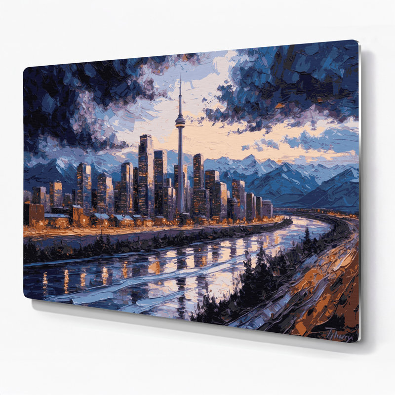 Art mural mauve en villes, Calgary, Alberta, H 24 po x l 36 po