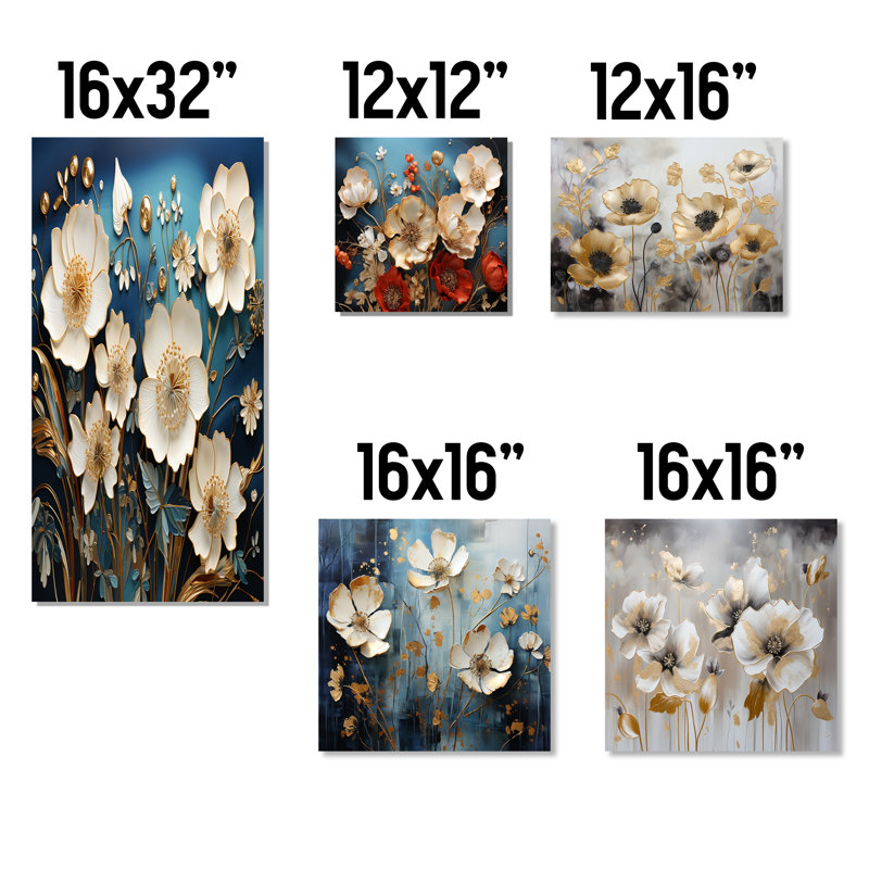 Rememberance Poppies Flower Dreams - Flower Field Wall Decor Set Of 5, Wrapped Canvas