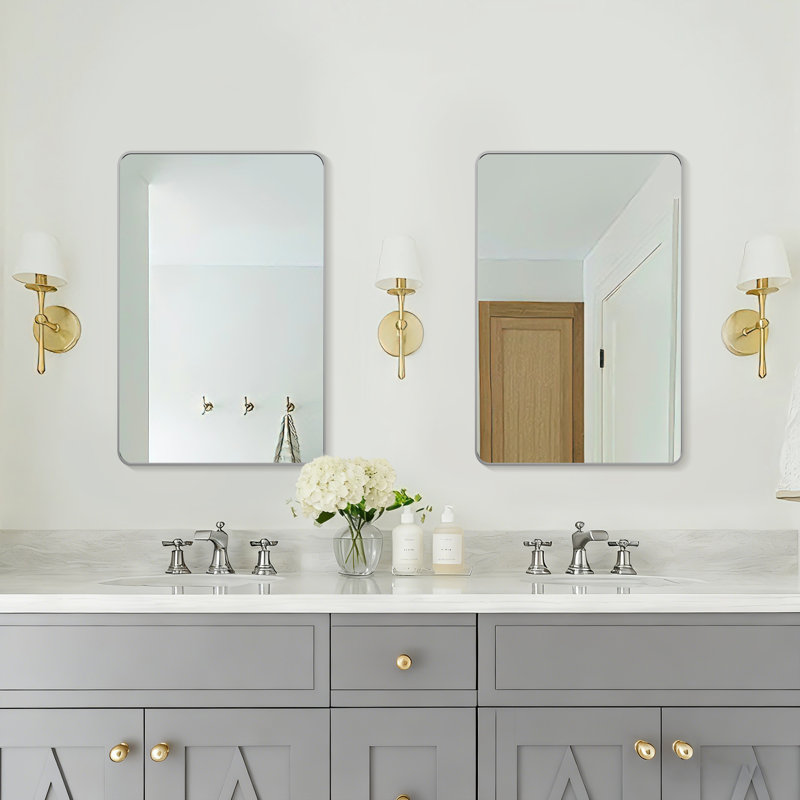 Miroir mural de salle de bain, Argent argent, 20 po x 30 po