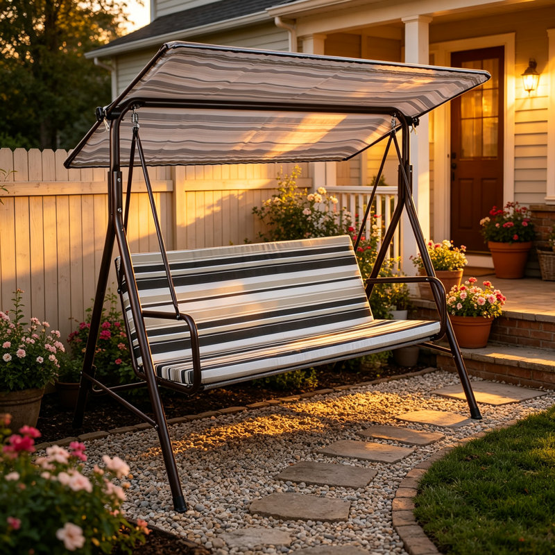 Balancelle de véranda pour l'extérieur, 2 balancelles de patio en métal avec auvent réglable et coussin amovible pour le jardin, la piscine et la cour arrière