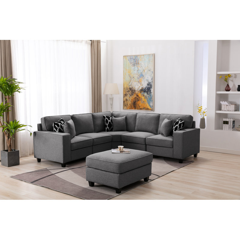 Canapé modulaire de coin avec repose-pieds McCordsville, Dark Gray Polyester Blend