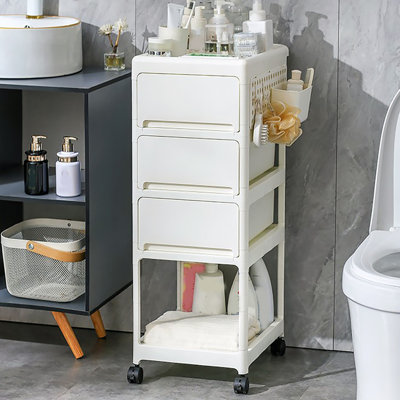 Poussette de rangement - 4 couches, rangement pour la chambre à coucher, le salon, la cuisine, les toilettes, flexible à déplacer, peut mettre des jouets, des collations, des outils, des fournitures pour animaux de compagnie, le matériau en PP est sé