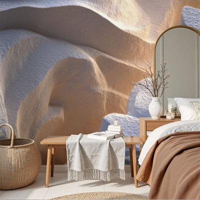 Peel and Stick Wallpaper Calm Morning Mountain Scene Fluid Organic Lines Wall Murals 69"H x 96"W Removable PVC Wall Paper Self-Adhesive Wall Decor for Bedroom Living Room Home Office