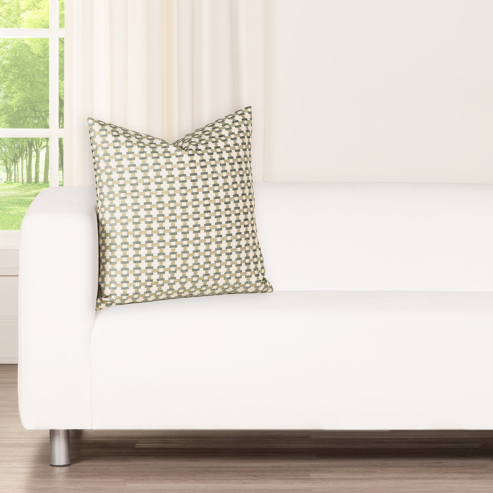 Birch Lane Stride Throw Pillow Throw, Green Geometric, Polyester, Square 18"