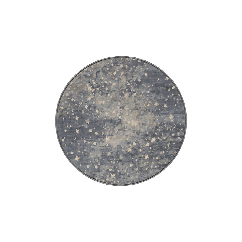 Machine Washable Gray Area Rug, Round 7'