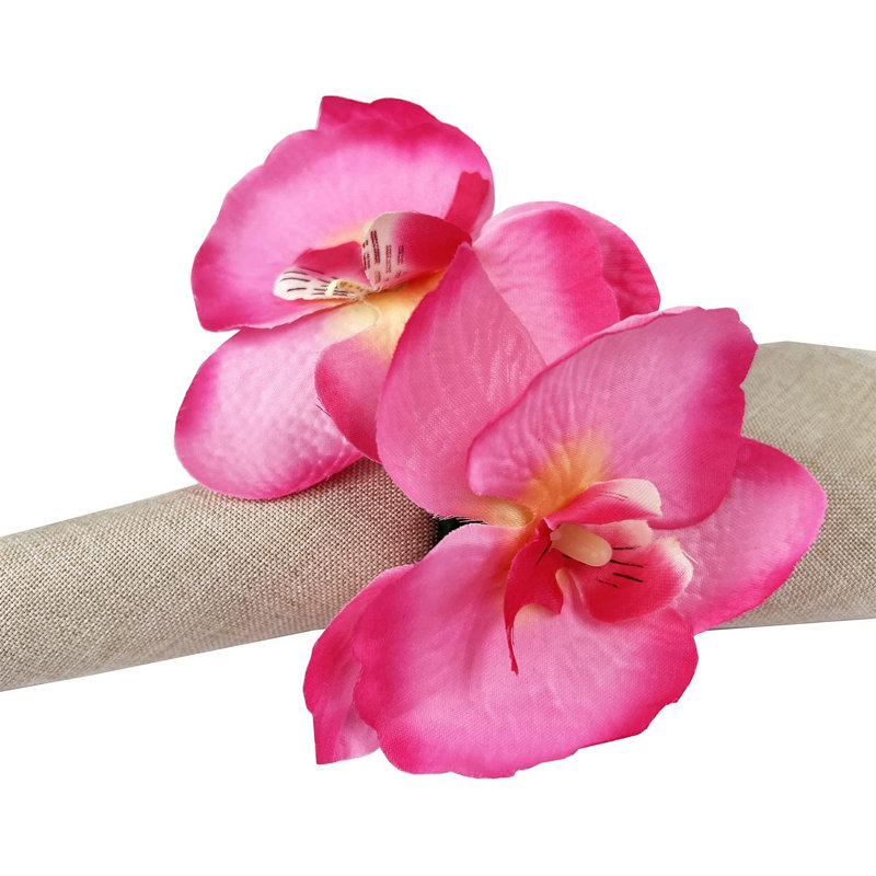 Plastique, anneau de serviette en tissu, Rose