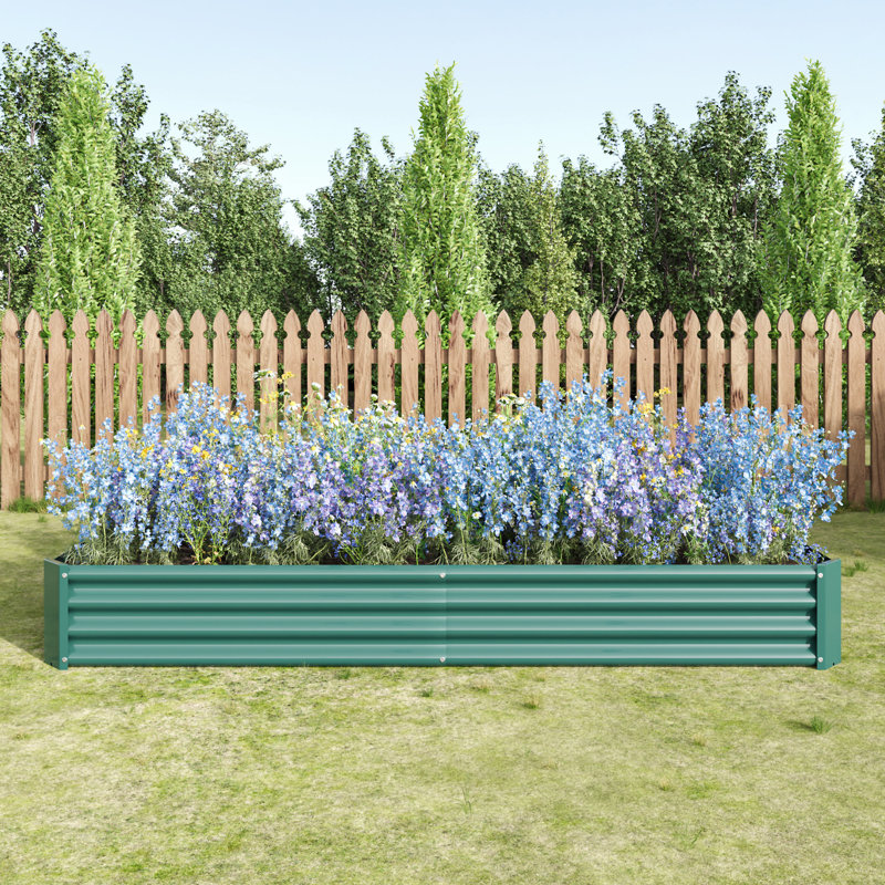 Raised Garden Bed Kit - Metal Raised Bed Garden 7.6X3.7X0.98Ft For Flower Planters, 11.81" H x 91.34" W x 44.69" D, Green