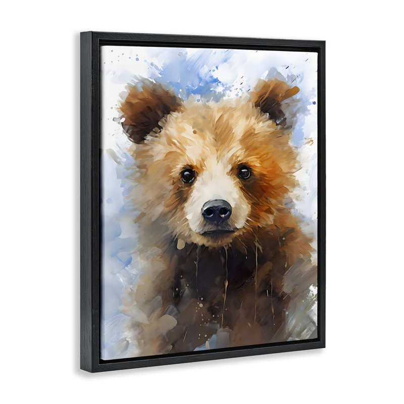  "Woodland Nursery Bear", art mural sur toile flottante par Franklyn Gregory, Cadre flottant noir de jais, H 21 po x l 17 po