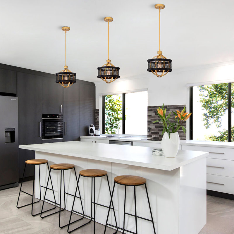 Luminaire suspendu tambour simple à 1 lumière Charney