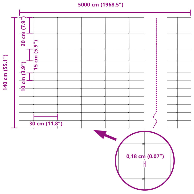 Vidaxl Field Fence Galvanised Steel, 140cm H x 5000cm W