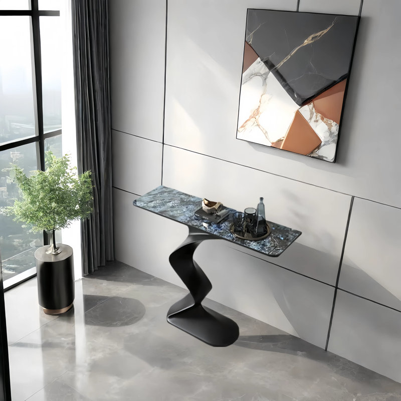 Console d'entrée minimaliste de luxe, 32.3" H x 33.5" W x 11.8" D, Bleu, Noir, noir, noir, noir