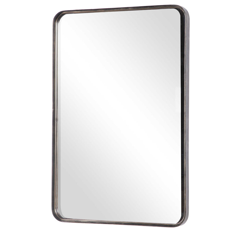  Rounded Corner Decorative Wall Mirror 36.125" H Metal Frame Mirror