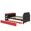 Lit de jour double en bois avec couchette, bureau et port USB-520792034
