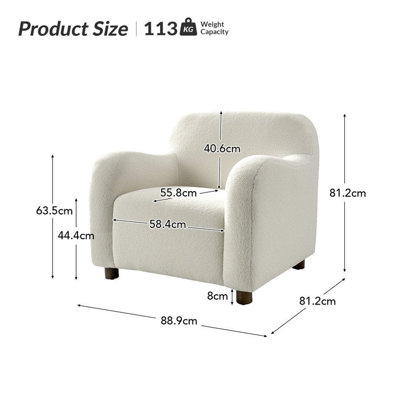 Upholstered Armchair, Ivory