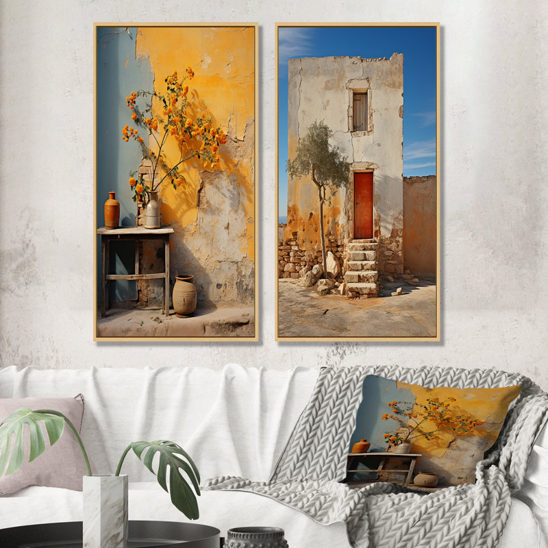 Minimalisme, bâtiment de la simplicité - ensemble de 2 reproductions d'art sur toile, Encadrement brun, H 40 po x l 41 po