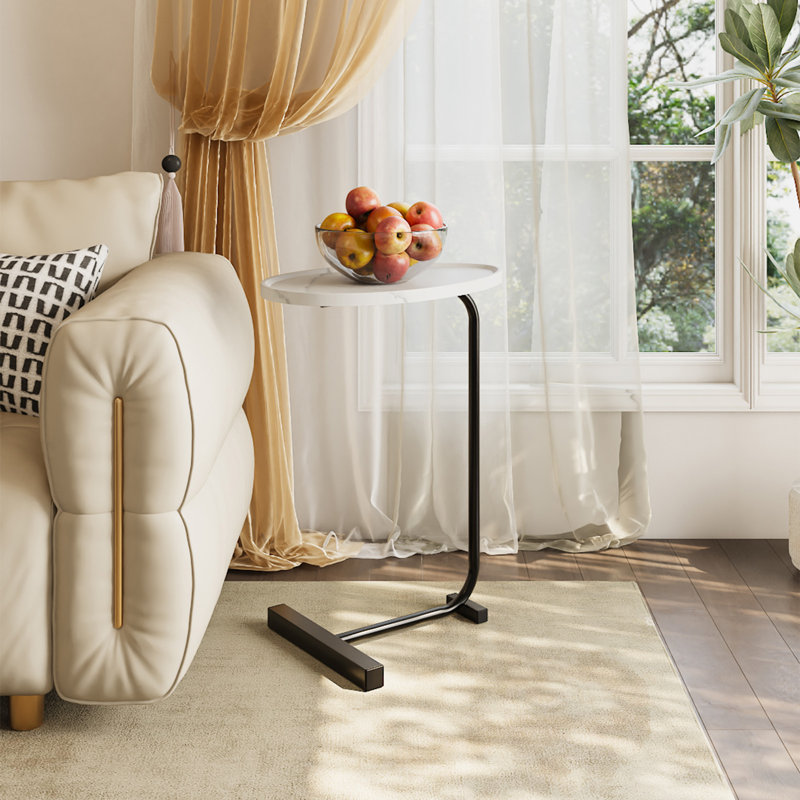 Tray Top Frame End Table, White, Black