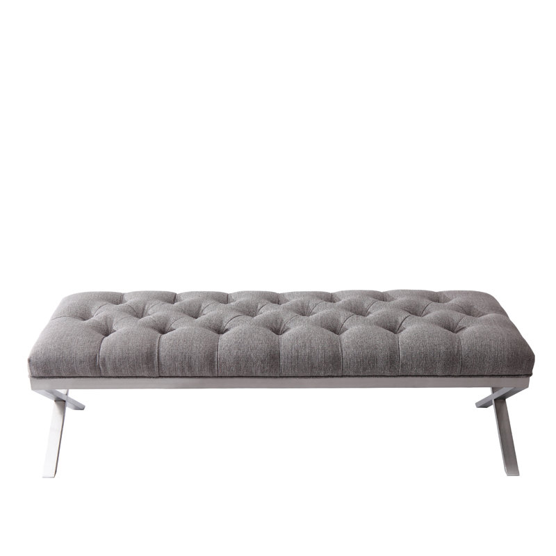 Loden Polyester Blend Upholstered Bench, Gray