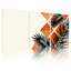 Feuilles de palmier tropicales et art mural sur toile à motif géométrique orange, style bohème moderne (ensemble de 3)-1349654331
