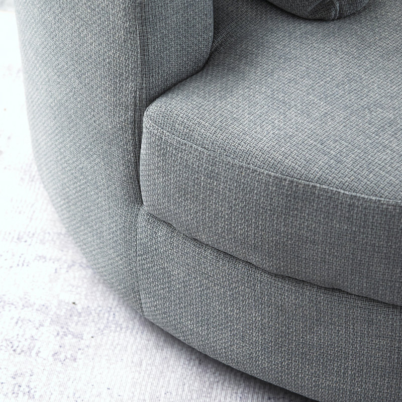Danieal Upholstered Barrel Chair with Ottoman, Light Gray Fabric