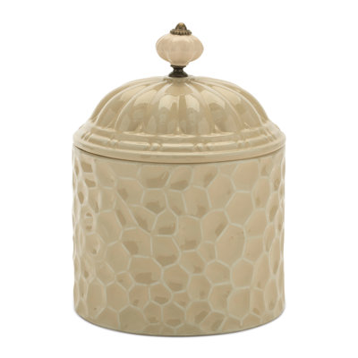 Ribbed Metal Canister with Lid 8"H