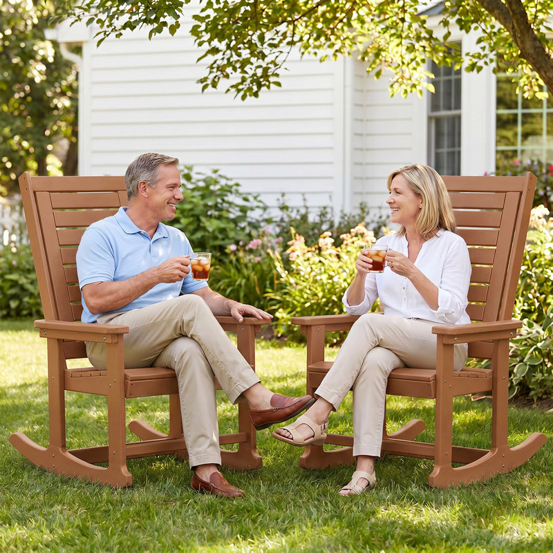 Chaise berçante d'extérieur en PEHD, Orange