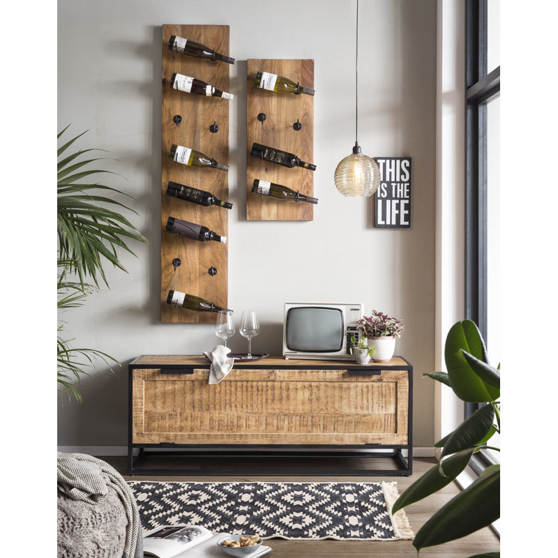 Kym 4 Bottle Solid Wood Wall Mounted Wine Bottle Rack in