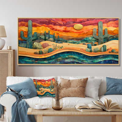 Cactus Desert On A Top Of Wooden Slide II - Cactus Wall Art