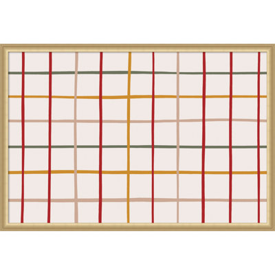 Tableau magnétique en tissu encadré, 38 x 26 cm, motif à carreaux de Noël, pour l'organisation murale