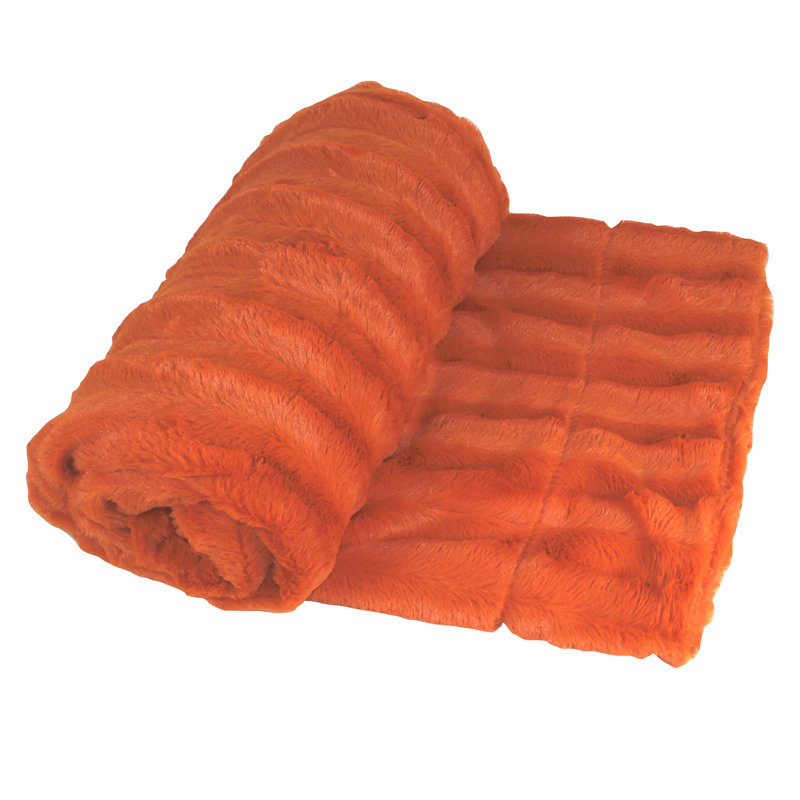 Jeté en fausse fourrure Derby, Orange brûlé, l 50 po x L 60 po