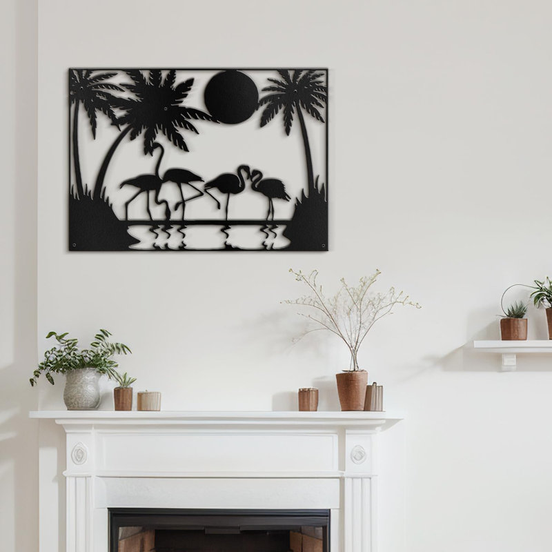 Silhouette de palmier tropical tropical silhouette abstraite murale décorative murale décoration murale, Noir