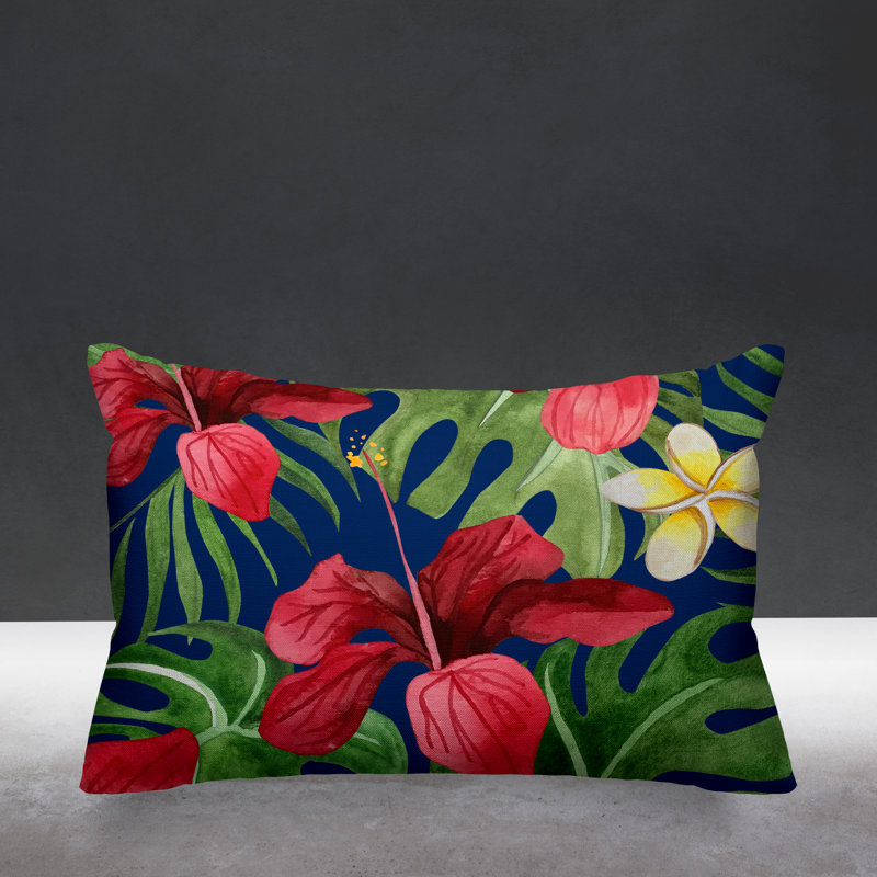 Housse et insert de coussin d'extérieur rectangulaire Koi, Bleu