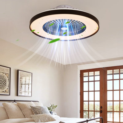 23.2'' Black And White Ceiling Fans With Lights, Dimmable And Color-Changing With Remote Control, Modern Smart Ceiling Fan