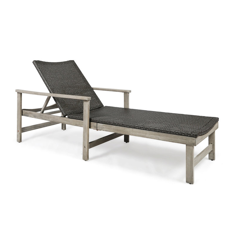 Eyvah Outdoor Wood Chaise Lounge