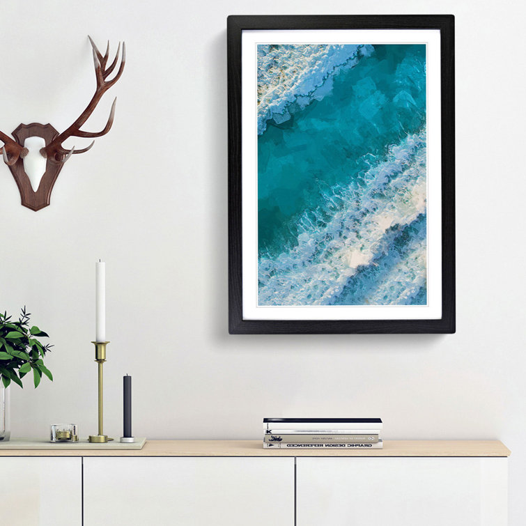 Aerial Beach View of the Maldives in Abstract - Picture Frame Graphic Art Print
