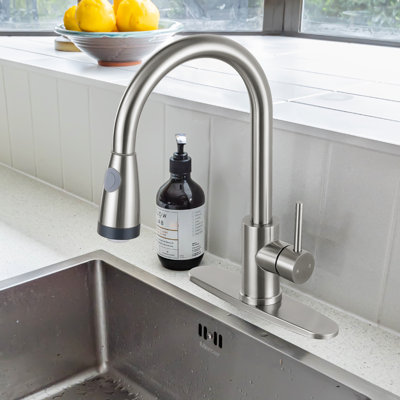 LED Pull Out Kitchen Faucet with Pull Down Sprayer -  HGN, CFLT-018LS-DP-LED