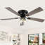 Ventilateur de plafond encastré 52 "avec lumière, classique et intérieur à profil bas pour lustre Farmhouse