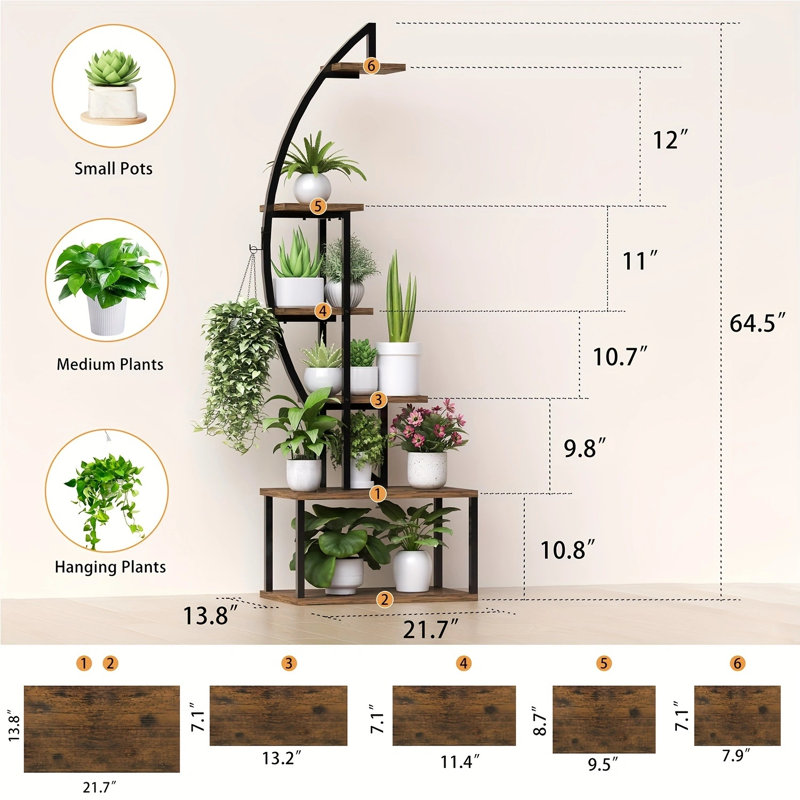 Support pour plante avec tablette pour l'intérieur et l'extérieur