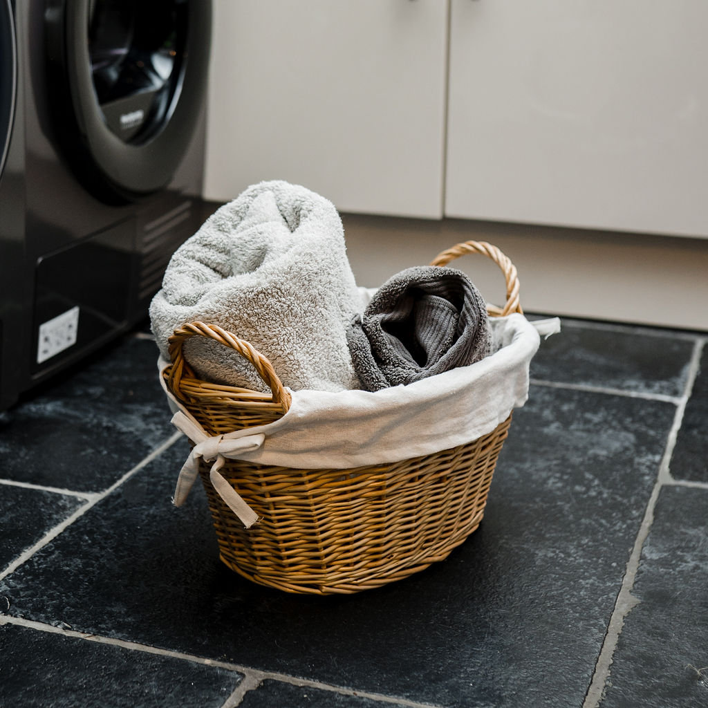 Hand Woven Wicker Laundry Basket with Handles