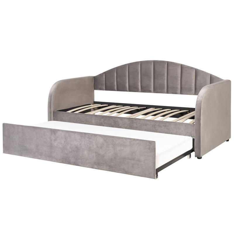 Amaryss Upholstered Daybed with Trundle, Grey