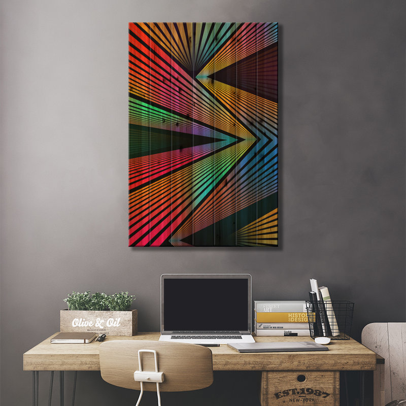 «Crazy Ranibow», impression sur toile tendue, H 26 po x l 18 po x P 1,5 po, Bois
