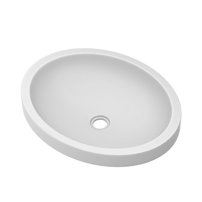 Tolosa Stone Handmade Oval Drop-in Bathroom Sink, Pearl