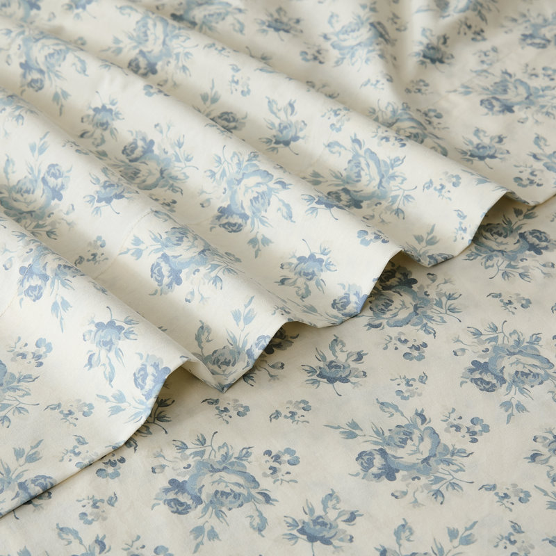Ensemble de draps en coton Rose Garden, Full Sheet Set with 2 Pilowcases