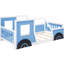 Lit simple pour voiture avec roulettes bleues - Bois de pin robuste et pour une chambre à coucher confortable-2039678458-2039678459
