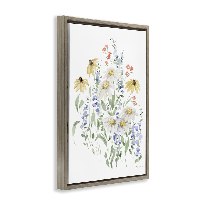 Soft Summer Garden Framed Floater Canvas by Katrina Pete, 25" H x 17" W, Brown Floater Framed